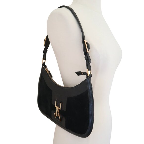 vtg GUCCI Jackie shoulder bag Black leather & suede 001-4128 - Picture 2 of 11